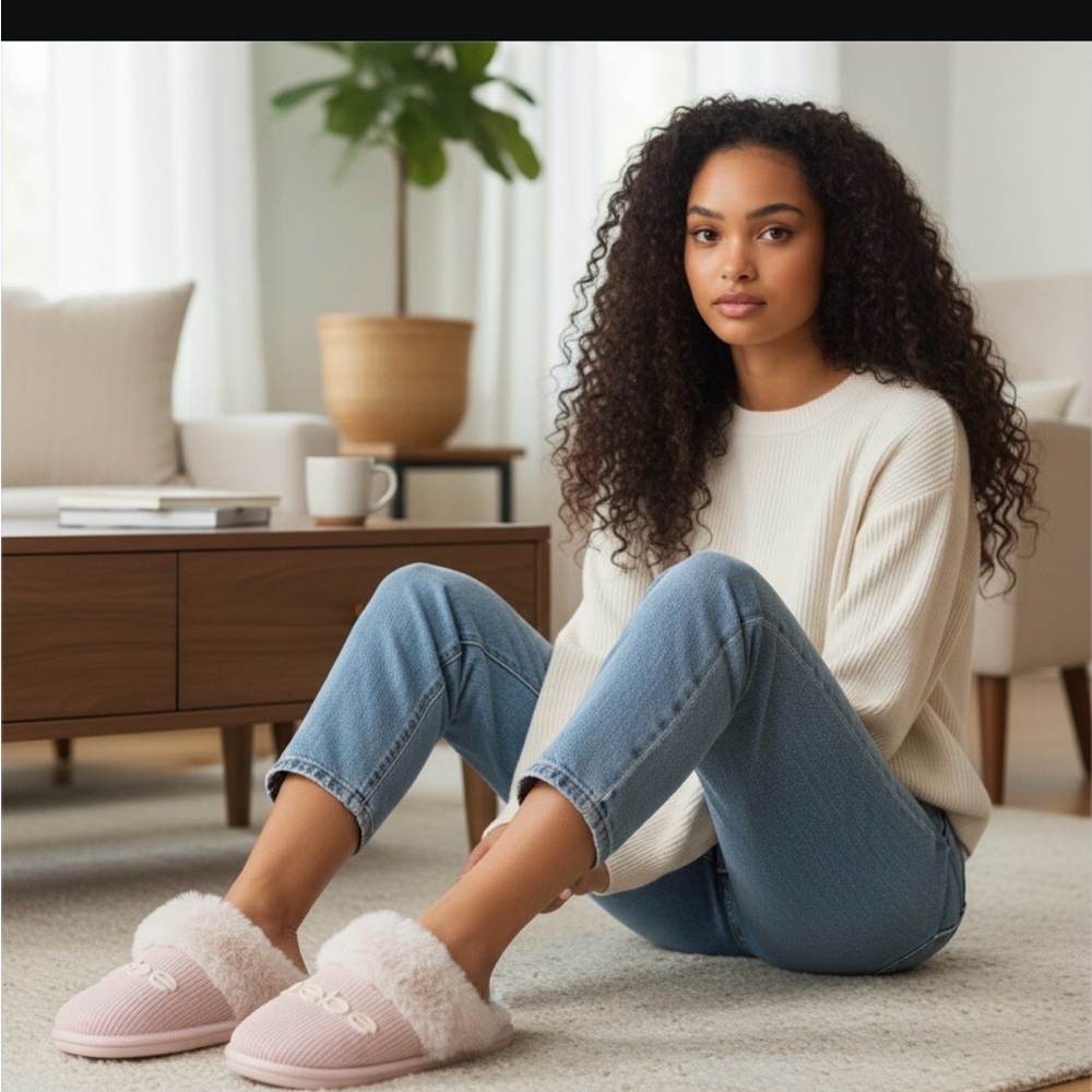 Pink BeBe fuzzy sleepers #slippersgoal